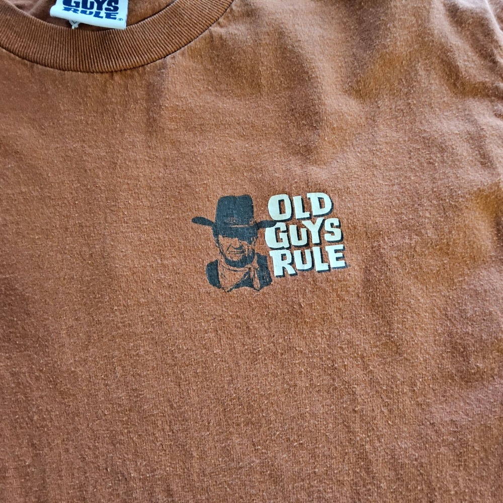 Old Guys Rule T Shirt‎ John Wayne Graphic Tee Mens Orange Cotton Blend